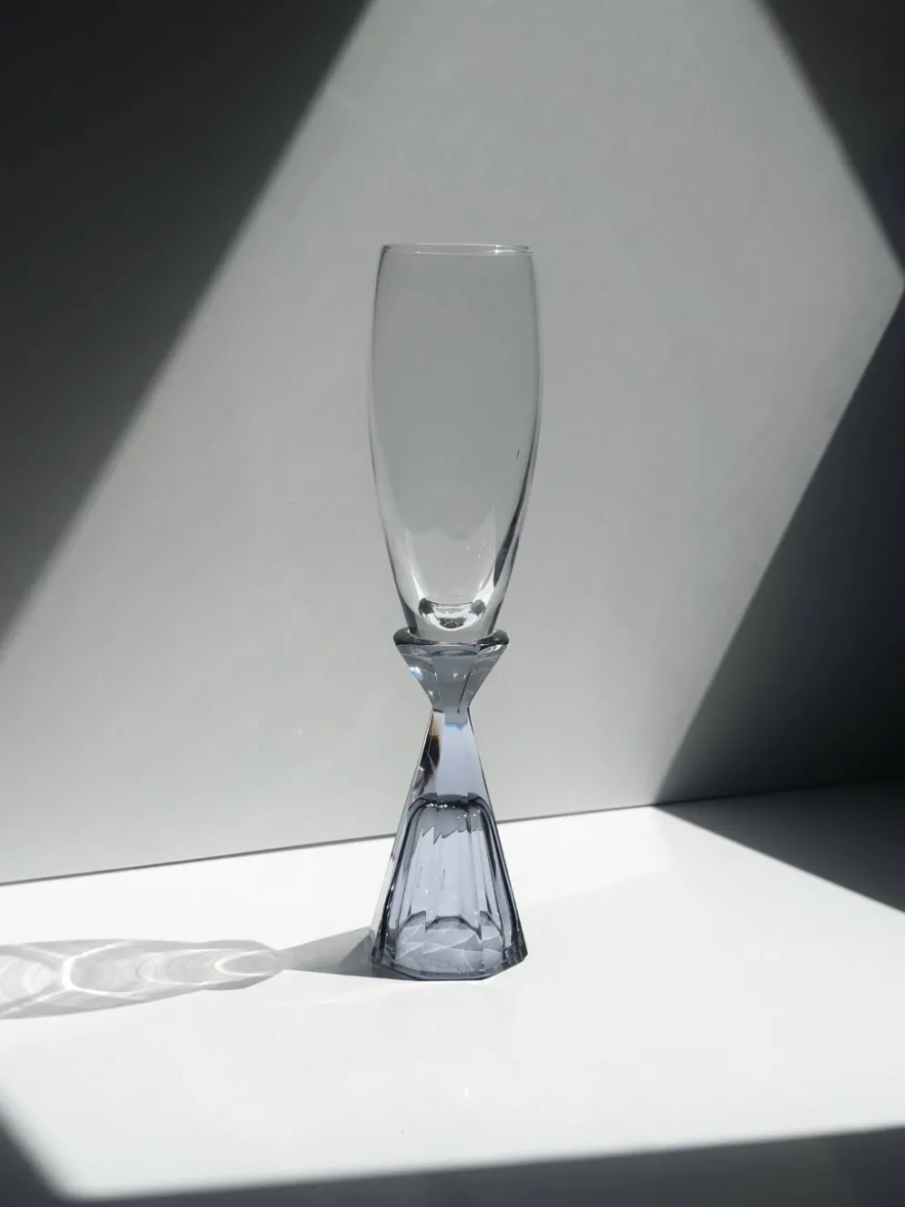 10 verres à champagne en cristal vintage, revival Art Déco des années 1980