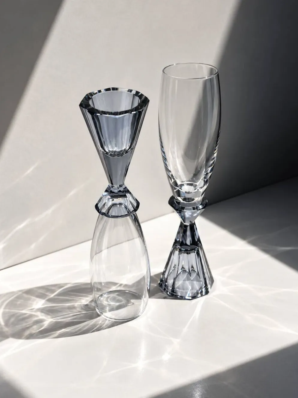 10 verres à champagne en cristal vintage, revival Art Déco des années 1980