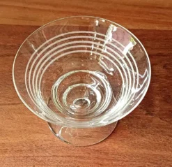 8 VERRES coniques motif lignes vintage 1950