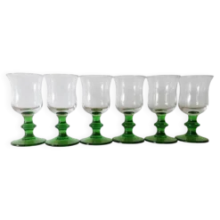 6 verres de liqueur à pied vert