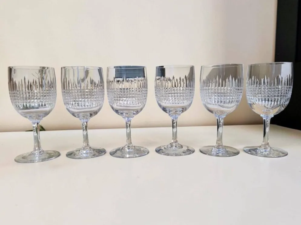 6 verres à eau en cristal Baccarat modèle Nancy