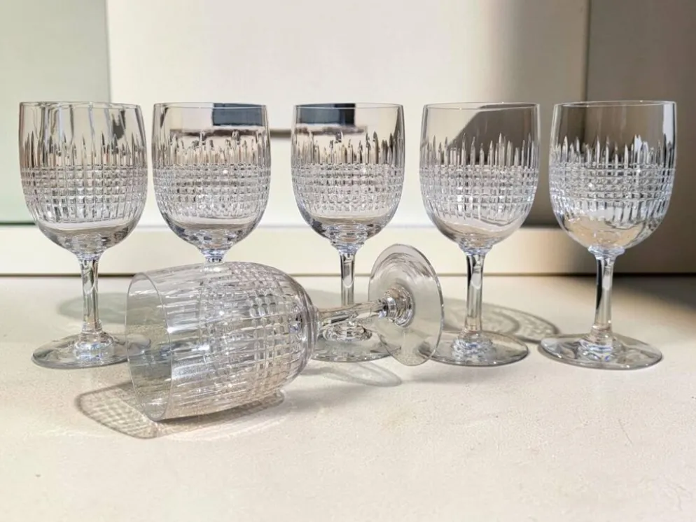 6 verres à eau en cristal Baccarat modèle Nancy