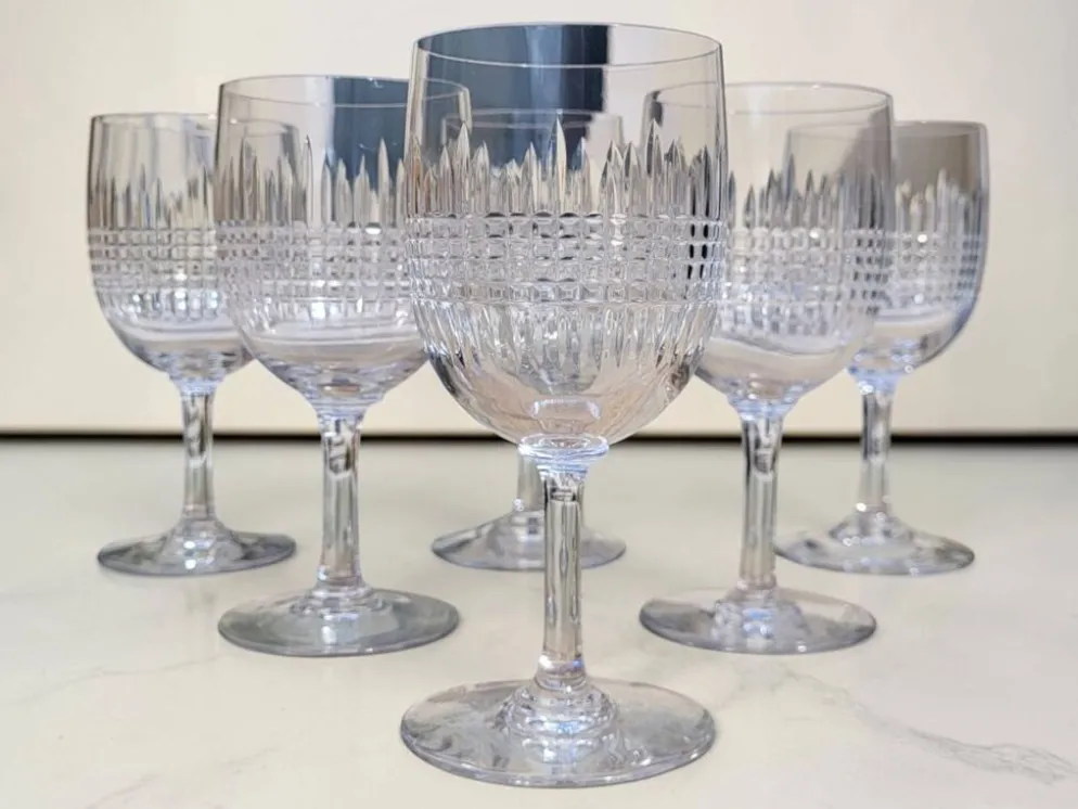 6 verres à eau en cristal Baccarat modèle Nancy