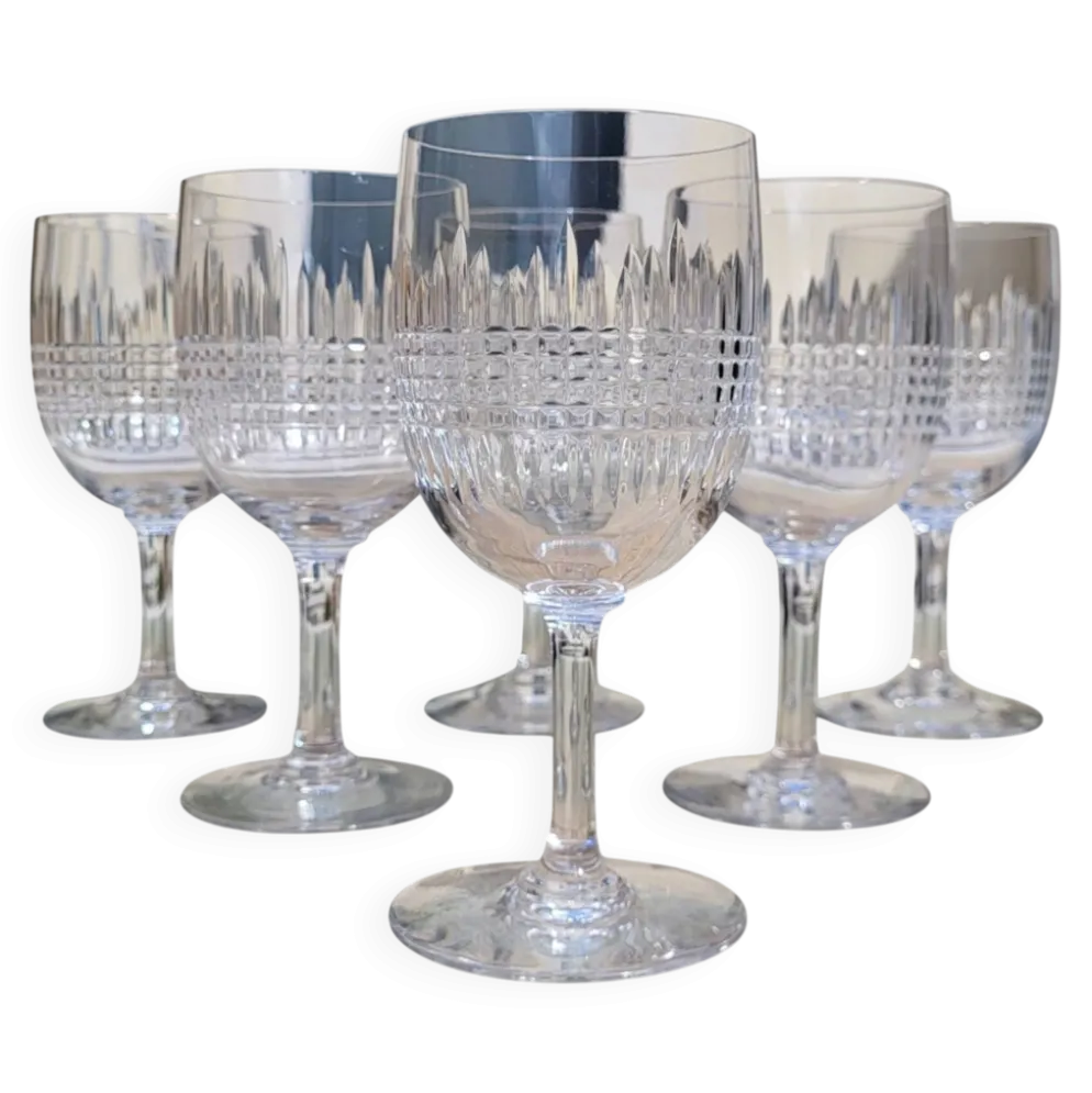 6 verres à eau en cristal Baccarat modèle Nancy