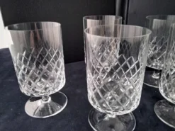 6 Verres à eau ou grands verres à vin Cristallin Décor croisillons