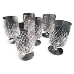 6 Verres à eau ou grands verres à vin Cristallin Décor croisillons