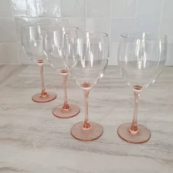 4 Verres à Eau ou Vin / verre à pied Rose