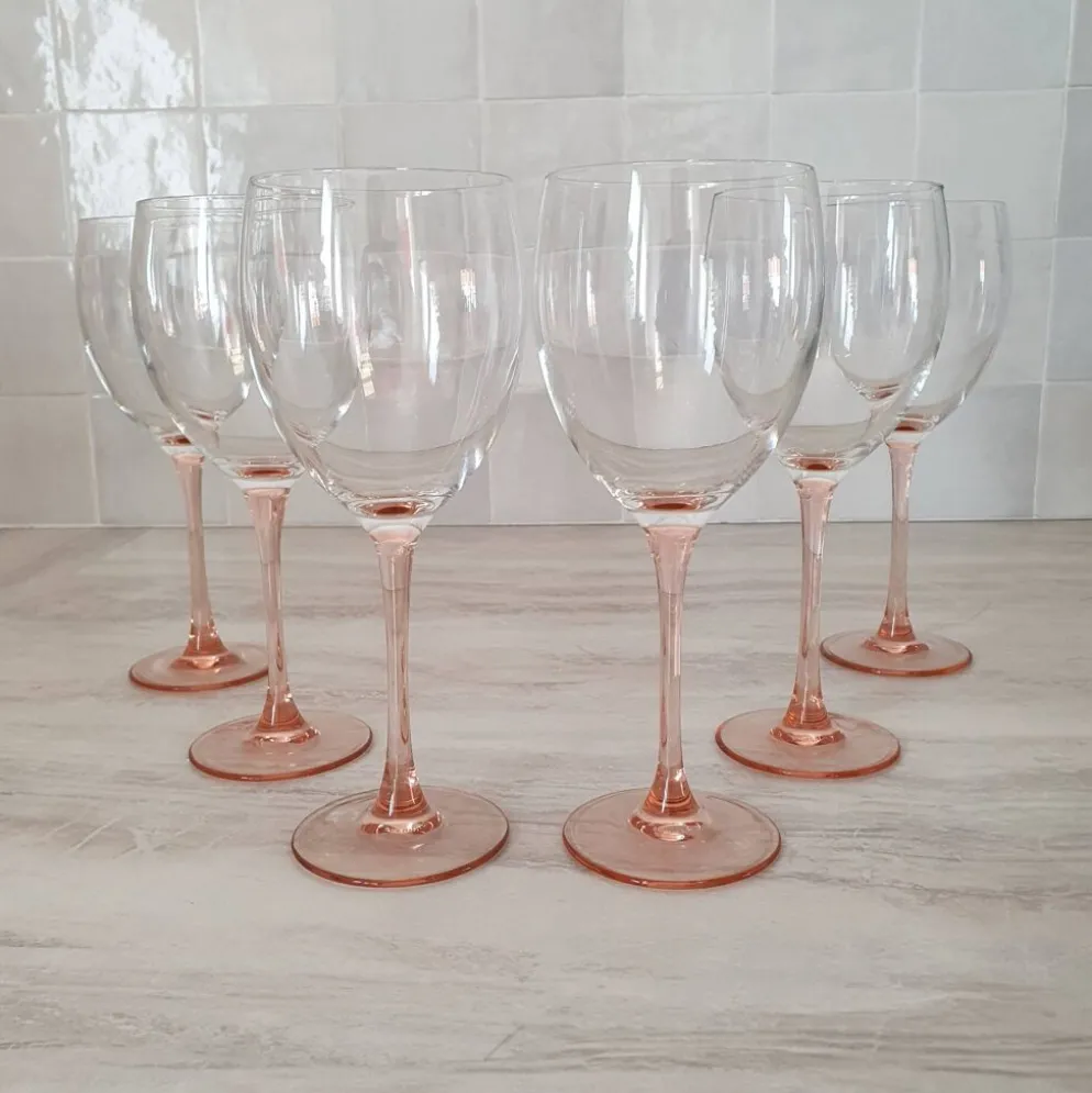6 Verres à Eau ou Vin / verre à pied Rose par Luminarc
