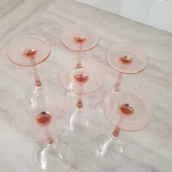 6 Verres à Eau ou Vin / verre à pied Rose par Luminarc