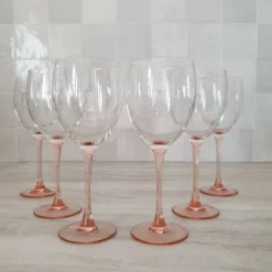 6 Verres à Eau ou Vin / verre à pied Rose par Luminarc
