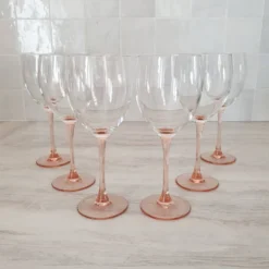 6 Verres à Eau ou Vin / verre à pied Rose par Luminarc