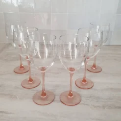 6 Verres à Eau ou Vin / verre à pied Rose par Luminarc