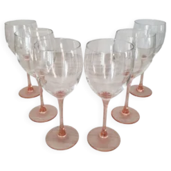 6 Verres à Eau ou Vin / verre à pied Rose par Luminarc