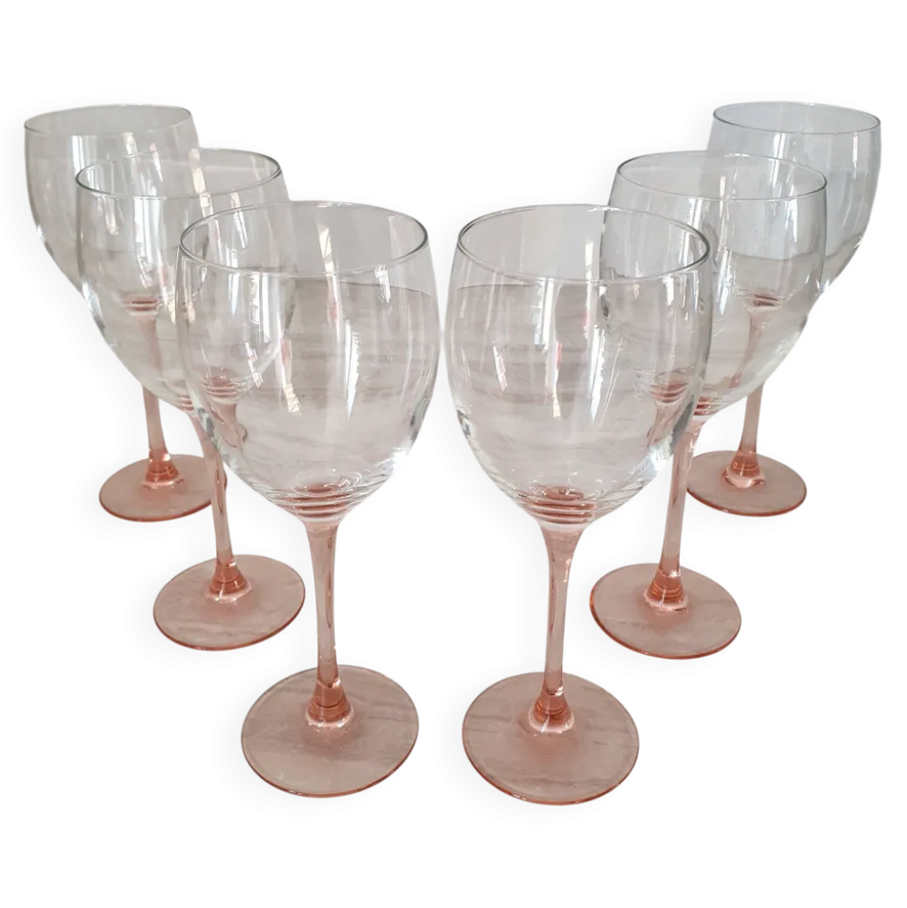 6 Verres à Eau ou Vin / verre à pied Rose par Luminarc