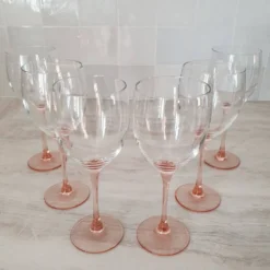 6 Verres à Eau ou Vin / verre à pied Rose par Luminarc