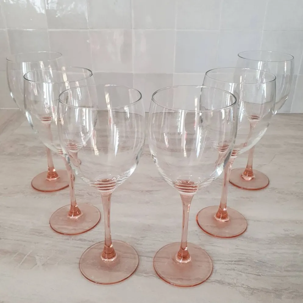 6 Verres à Eau ou Vin / verre à pied Rose par Luminarc