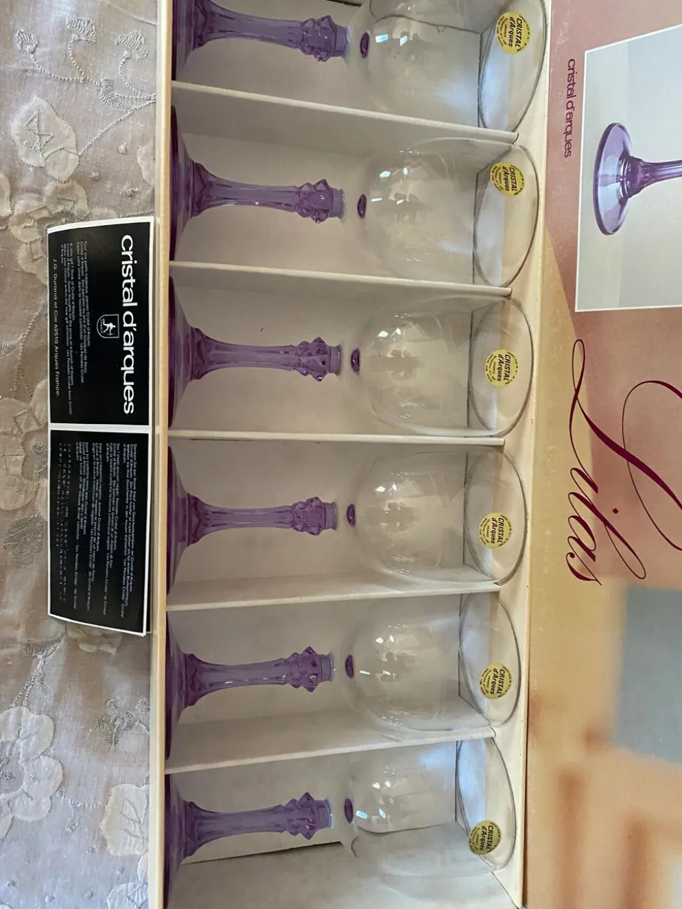 18 verres en cristal série Lilas vintage