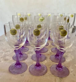 18 verres en cristal série Lilas vintage