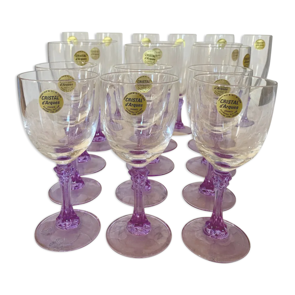18 verres en cristal série Lilas vintage