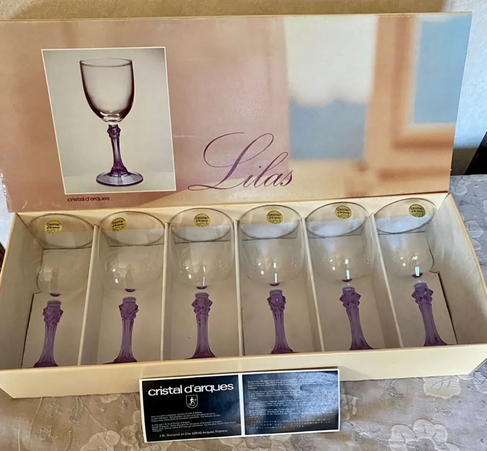 18 verres en cristal série Lilas vintage