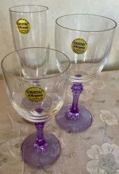 18 verres en cristal série Lilas vintage