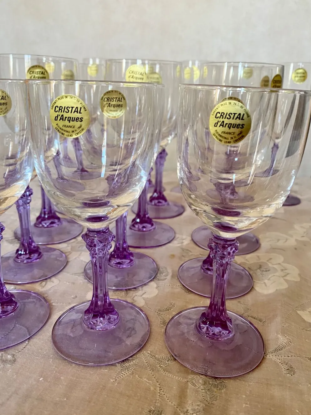 18 verres en cristal série Lilas vintage
