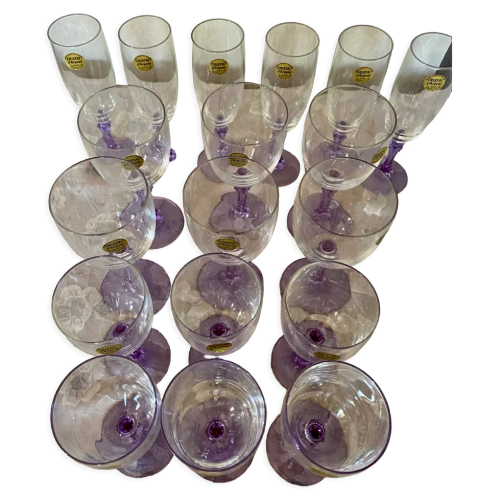 18 verres en cristal série Lilas vintage