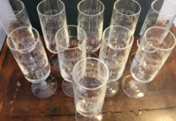 10 Verres/flûtes à champagne 16cl Cristal d'Arques modèle Matignon 70s