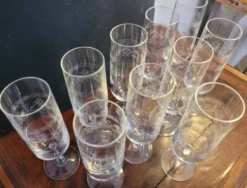 10 Verres/flûtes à champagne 16cl Cristal d'Arques modèle Matignon 70s