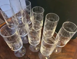 10 Verres/flûtes à champagne 16cl Cristal d'Arques modèle Matignon 70s