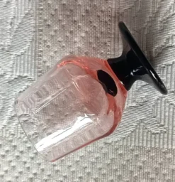 9 verres à liqueur français rose pied noir vintage france