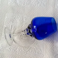 4 VERRES multicolores en verre coloré vintage arlequin