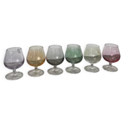6 verres à pied ballon multicolores