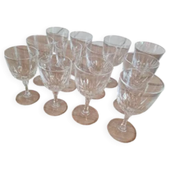 12 verres à pied cristal d'Arques de 2 taille differente
