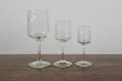 5 verres à pied à digestif en cristal gravé frise feuilles de lauriers