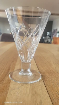 6 verres à pied en verre gravé
