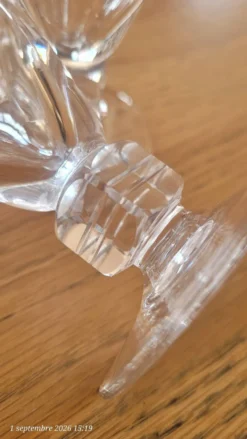 6 verres à pied en verre gravé