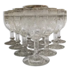Verres à pieds 12 cm gravure feuillage