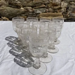Verres à pieds 12 cm gravure feuillage