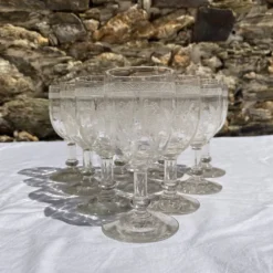 Verres à pieds 12 cm gravure feuillage