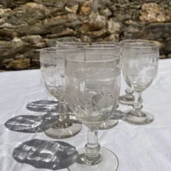 Verres à pieds 12 cm gravure feuillage