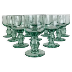 10 verres à pieds vintage fait main