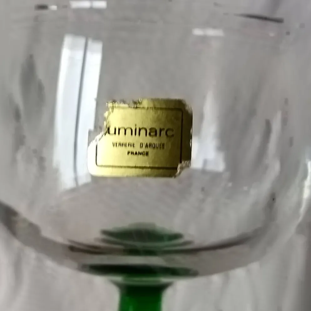 6 VERRES pied vert émeraude Luminarc, verre vin du rhin, vin blanc