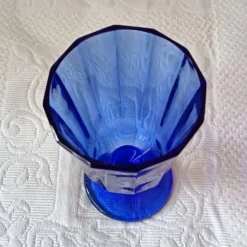 6 VERRES à pied vintage en verre coloré bleu cobalt vintage Portugal