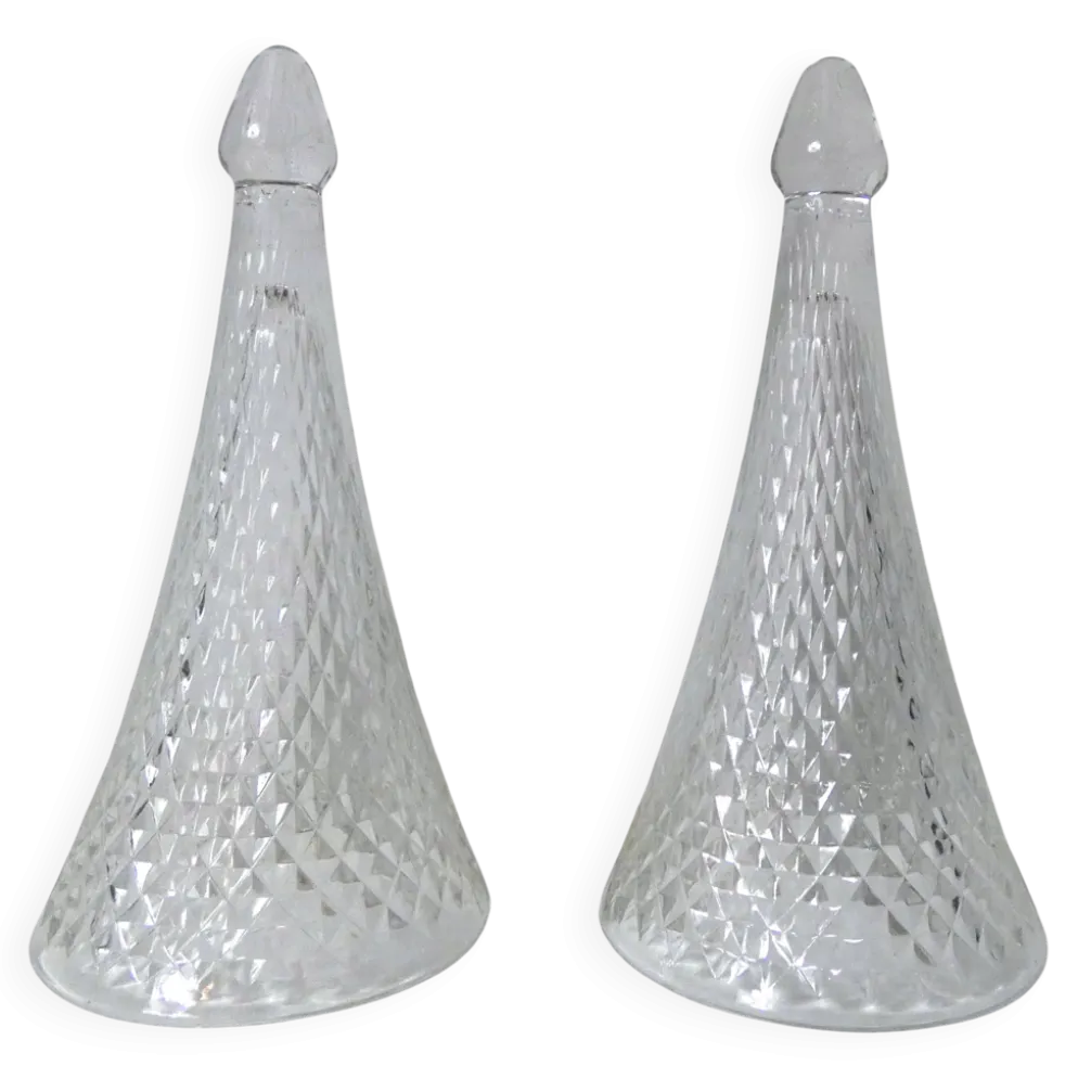 2 verres sans pied trinquettes flûtes à champagne Henri Maire verre vintage