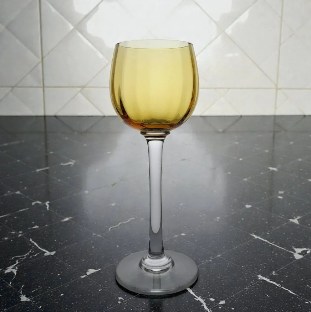 6 verres à vin ambrés en cristal