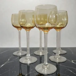 6 verres à vin ambrés en cristal