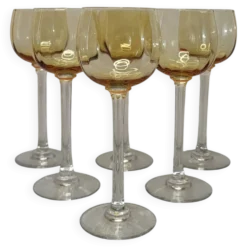 6 verres à vin ambrés en cristal