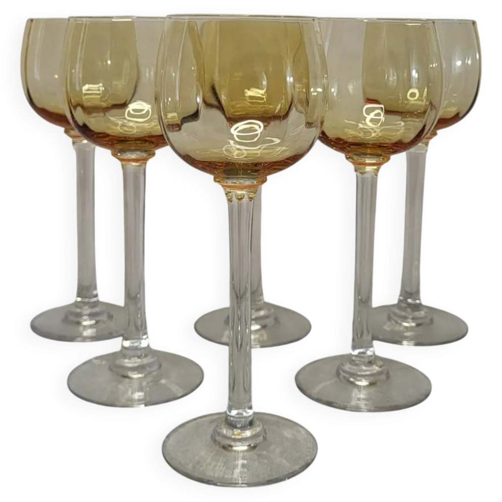 6 verres à vin ambrés en cristal