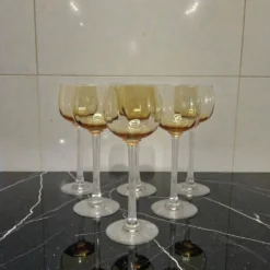 6 verres à vin ambrés en cristal